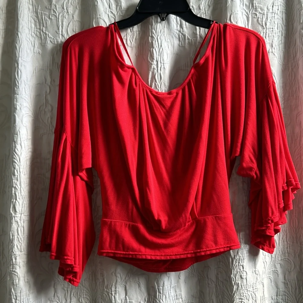 *HOST PICK* NWOT Free People [ S ] Last Time In Red Bell Sleeve Crop